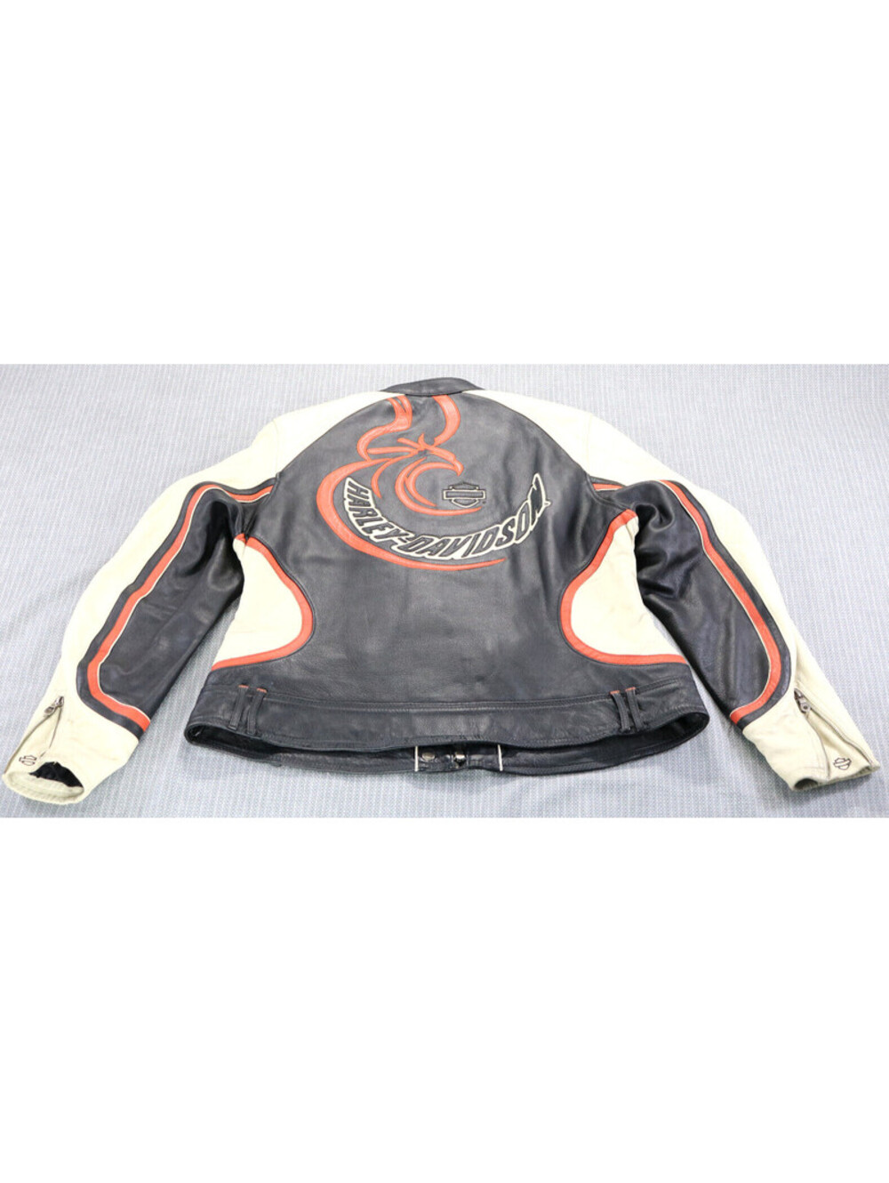 harley davidson jacket 2W black leather Stylus orange cream tan legendary eagle
